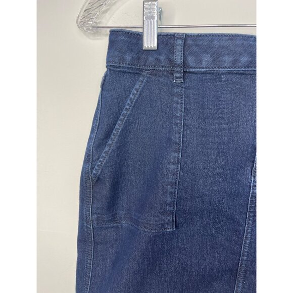 LOFT Denim Skirt Size 4 Women’s Mini Skirt Dark Wash Stretch Jean - Picture 5 of 12